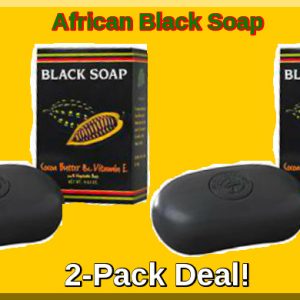 סבון שחור אפריקאי עם חמאת קקאו & ויטמין E.