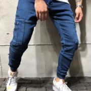 Cargo Jogger Jeans Pocket Details Blue 1