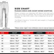 Cargo Jogger Jeans sizes