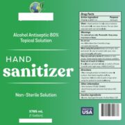 80% Ethyl Alcohol 1Gallon Bottle Gel Hand Sanitizer LABEL
